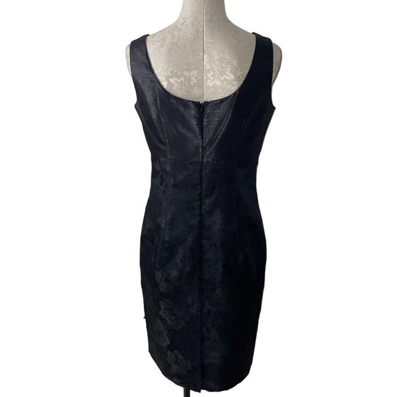 Victor Costa Dress And Jacket Set Size 6 Two Piece Black Floral Jacquard New - Picture 8 of 12